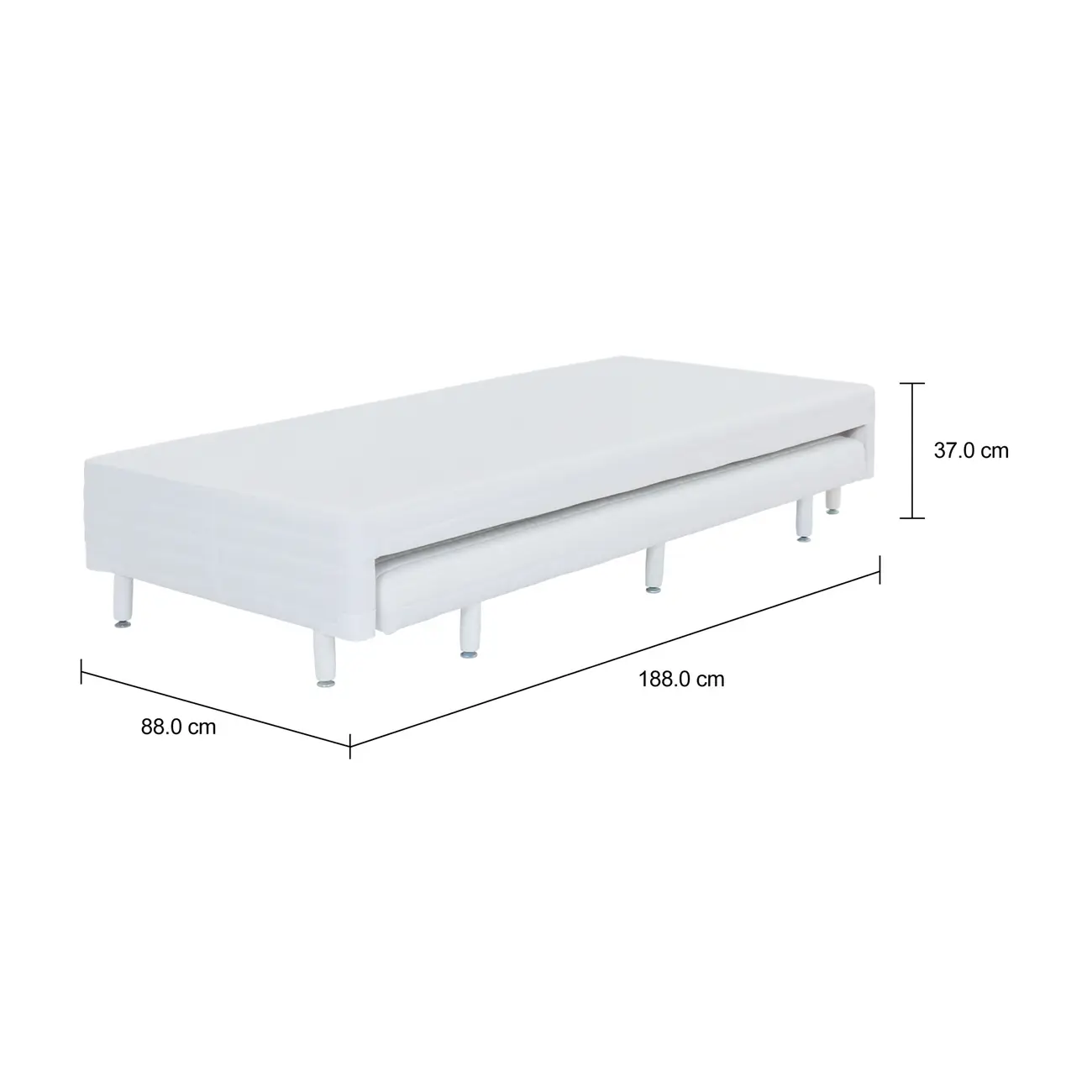 BASE PARA CAMA BOX SOLTEIRO 88 CM X 1,88 M COM CAMA INFERIOR MAX - BRANCO - Foto 6