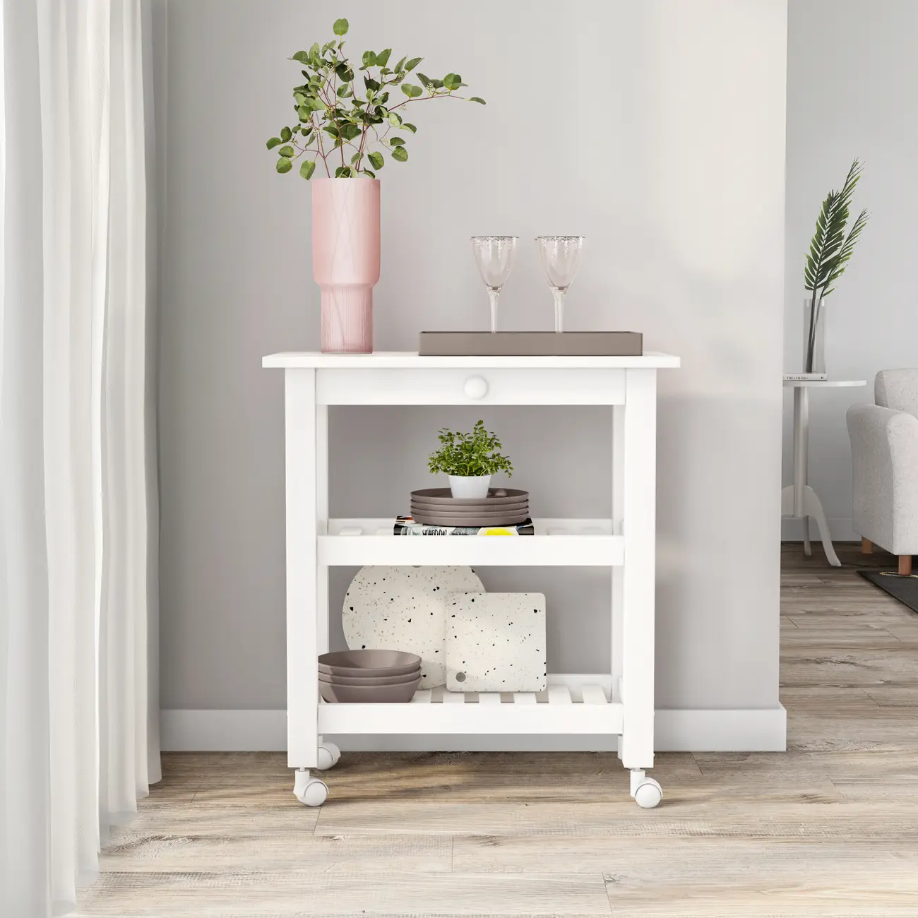 CARRINHO 1 GAVETA 73 CM X 42 CM MEET COMPAC - BRANCO/BRANCO - Foto 5