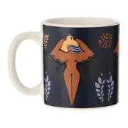 CANECA 300 ML MULHER PÁSSARO - AZUL/TERRACOTA - Foto 1
