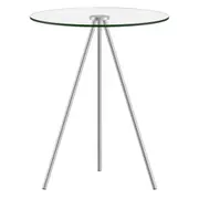 MESA LATERAL REDONDA 42 CM GALÁXIA - CROMADO/INCOLOR - Foto 1