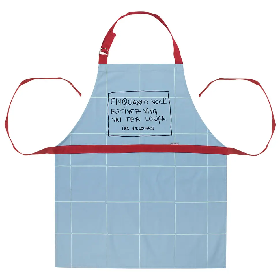AVENTAL IDA - VAI TER LOUÇA - AZUL CLARO/VERMELHO - Foto 2