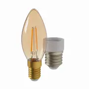 LÂMPADA VELA FILAMENTO E14 E27 3W 220V LUZ AMARELA TASCHIBRA - HANBAR - Foto 8