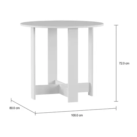 Imagem com medidas do produto MESA DE COZINHA DOBRÁVEL OVAL 1 M X 80 CM TINA