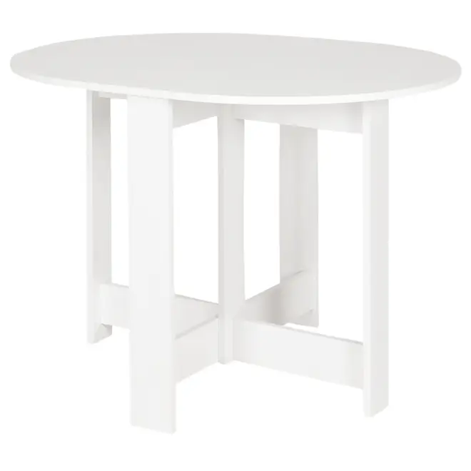 MESA DE COZINHA DOBRÁVEL OVAL 1 M X 80 CM TINA - BRANCO LAVADO - Foto 1