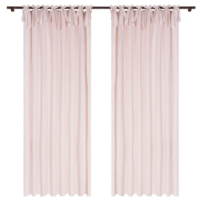 CORTINA 2 PEÇAS 1,50 M X 2,20 M TIE - NATURAL/ROSA - Foto 1