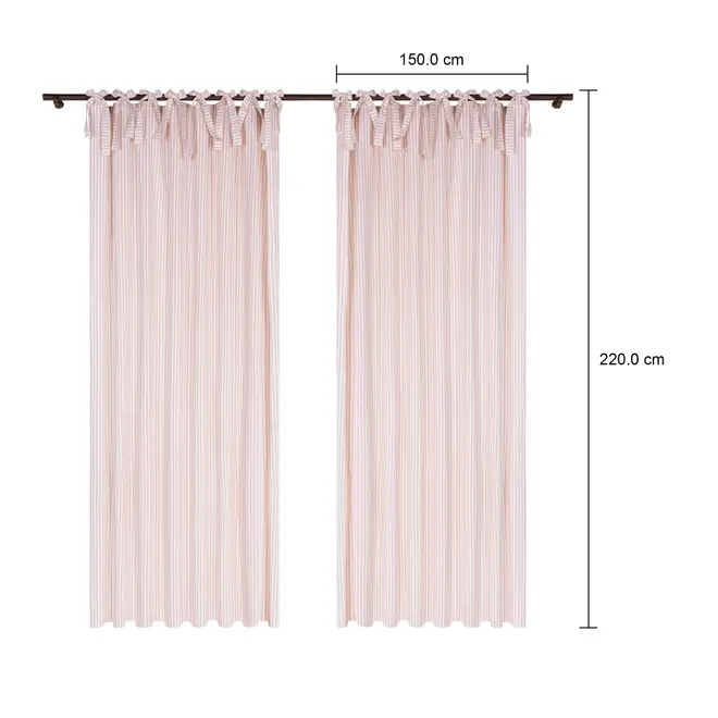 CORTINA 2 PEÇAS 1,50 M X 2,20 M TIE - NATURAL/ROSA - Foto 9
