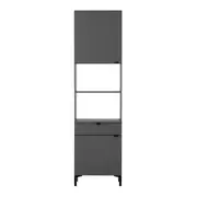 PANELEIRO 2 PORTAS/1 GAVETA 60 CM X 2,21 M SLEEK - GRAFITE/PRETO - Foto 1