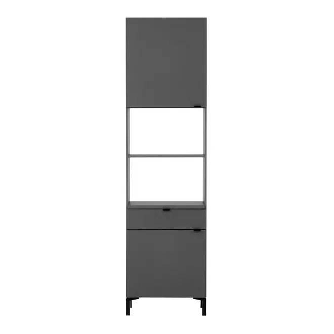 PANELEIRO 2 PORTAS/1 GAVETA 60 CM X 2,21 M SLEEK - GRAFITE/PRETO - Foto 1