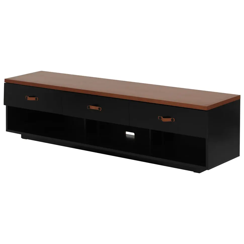 RACK 3 GAVETAS 1,80 M X 43 CM PELICANO - PRETO/NOZES - Foto 4