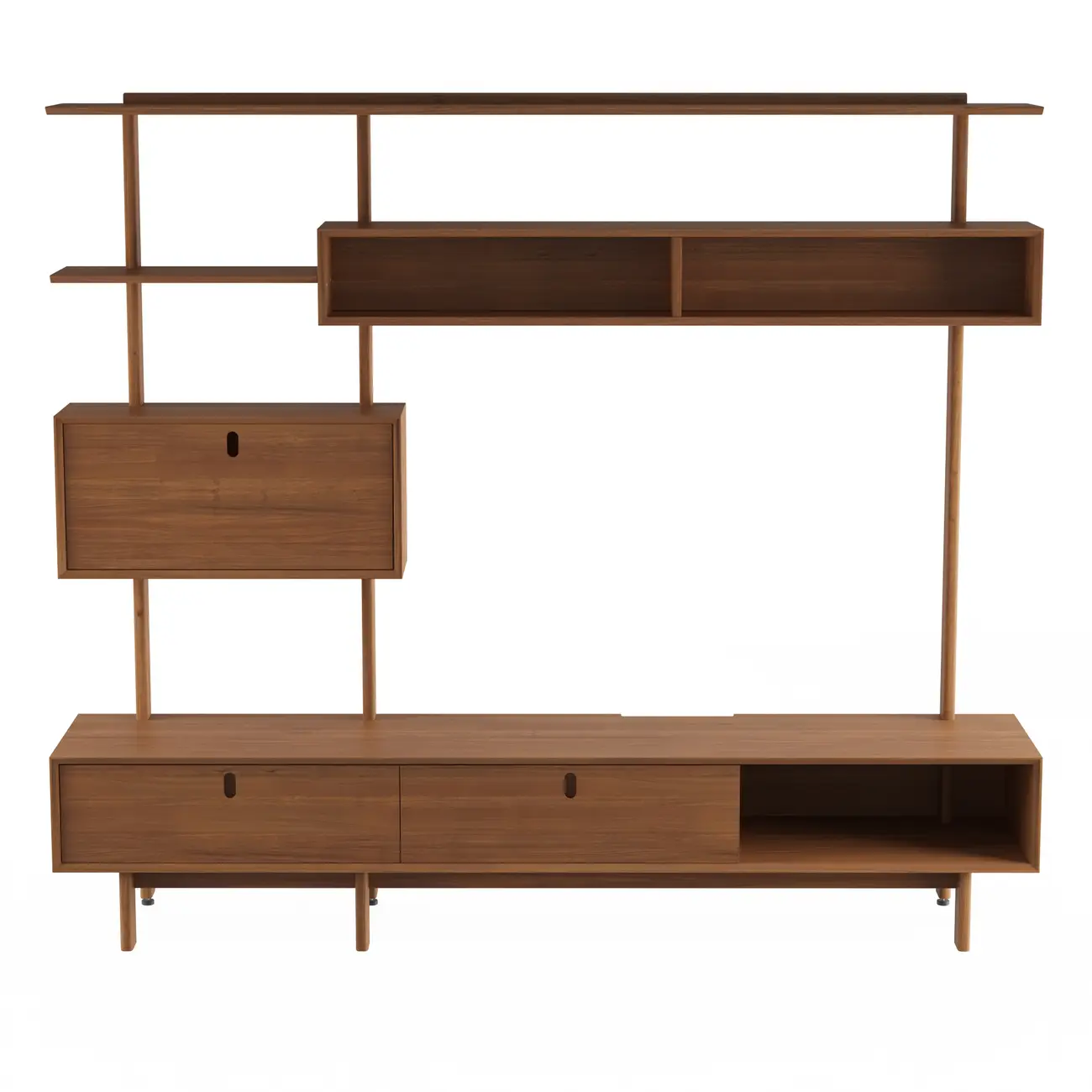 ESTANTE PARA TV DE ATÉ 55 POLEGADAS COM 3 PORTAS 2,36 M X 2,03 M PILOTIS - NOZES - Foto 1