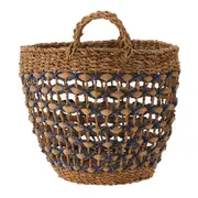 CESTO COM ALÇA 34 CM X 28 CM X 34 CM SUMELA - FIBRA CLARA/AZUL ESCURO - Foto 5
