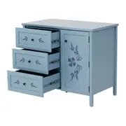 CÔMODA 3 GAVETAS/1 PORTA 93 CM X 53 CM BOUQUET XODÓ - BLEU CENDRÉ/MULTICOR - Foto 4