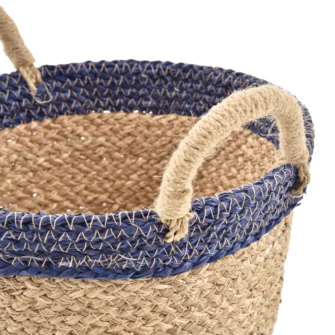 CESTO 28 CM X 18 CM OCEAN - FIBRA NATURAL/AZUL - Foto 5
