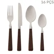 LOWRY MEAL FAQUEIRO 16 PÇS - AÇO INOXIDÁVEL/MARROM DE LEI - Foto 1