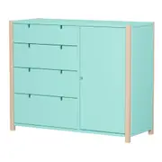 CÔMODA 4 GAVETAS/1 PORTA 1,07 M X 42 CM PIN PLAY - NATURAL WASHED/MENTA - Foto 16