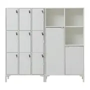CONJ. 2 ARMÁRIOS C/LOCKER E 2P SLEEK - BRANCO/GRANILITE - Foto 1
