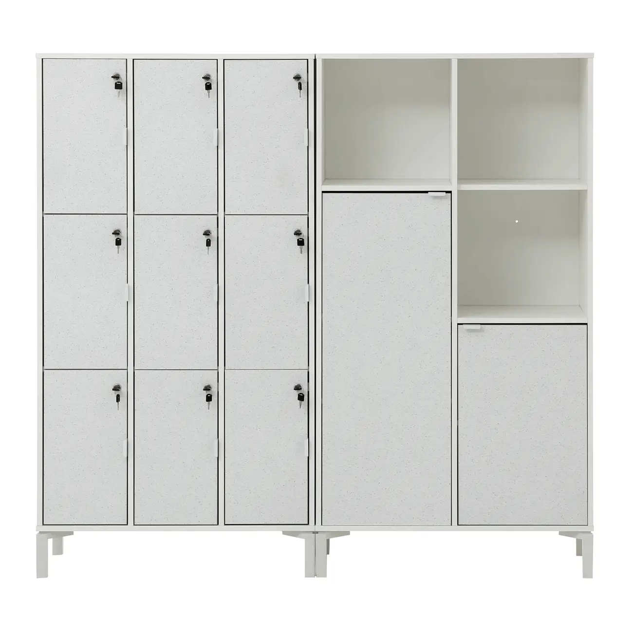 CONJ. 2 ARMÁRIOS C/LOCKER E 2P SLEEK - BRANCO/GRANILITE - Foto 1