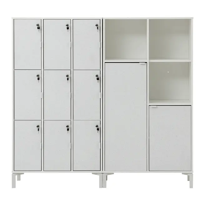 CONJ. 2 ARMÁRIOS C/LOCKER E 2P SLEEK - BRANCO/GRANILITE - Foto 1