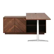 MESA COM BALCÃO 2 PORTAS /1 GAVETA 1,60 M X 1,60 M VINCENT - PAU FERRO/ALUMÍNIO - Foto 1