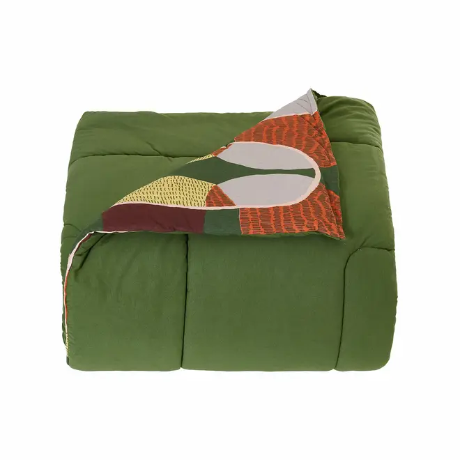 EDREDOM DUPLA-FACE SOLTEIRO 1,60 M X 2,40 M PAISAGISTA - MULTICOR/MUSGO - Foto 8