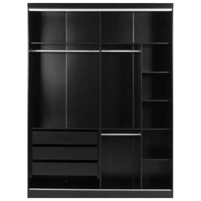ESTRUTURA DE GUARDA-ROUPA DE CASAL 2 PORTAS FRIZ - PRETO - Foto 1