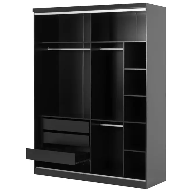 ESTRUTURA DE GUARDA-ROUPA DE CASAL 2 PORTAS FRIZ - PRETO - Foto 4