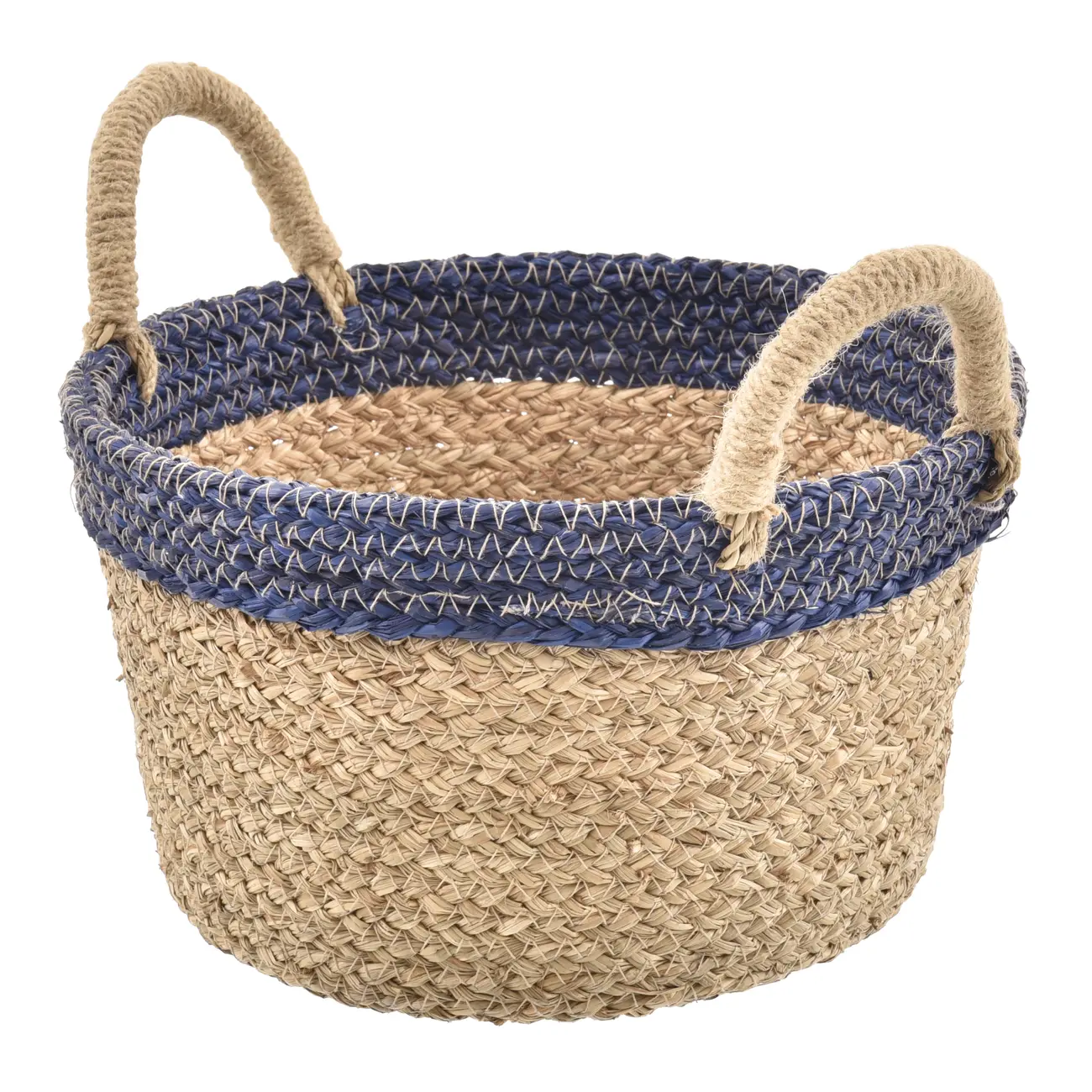 CESTO 28 CM X 18 CM OCEAN - FIBRA NATURAL/AZUL - Foto 4