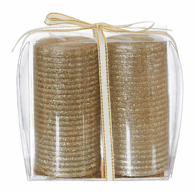 KIT VELA PILAR C/2 10 CM FINE FESTIVITY - OURO - Foto 1
