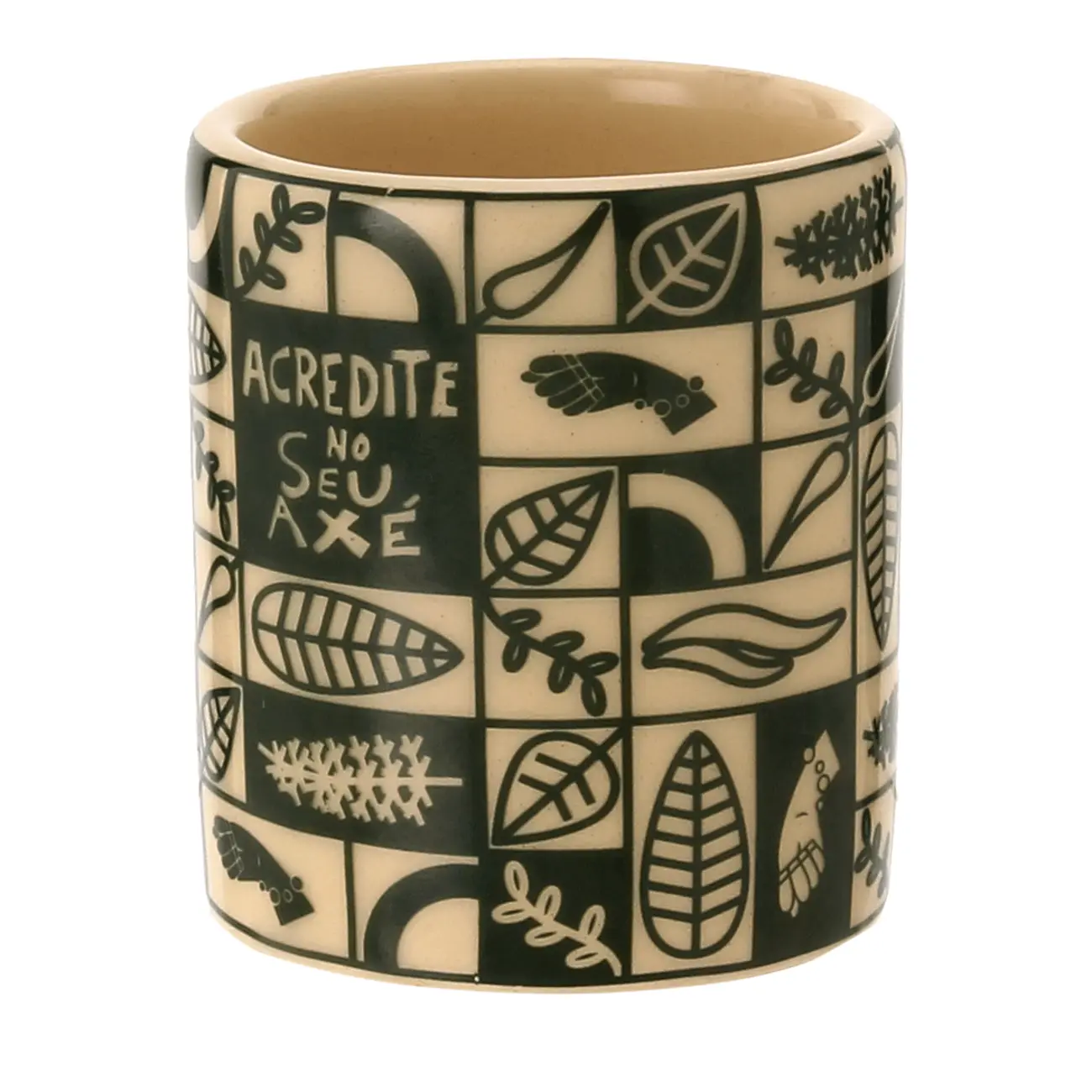 CANECA 140 ML SETE ERVAS AXÉ - ARGILA CRUA/VERDE - Foto 3