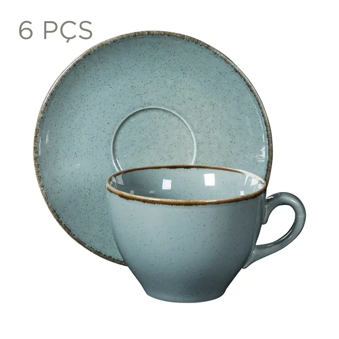 JOGO DE XÍCARA DE CHÁ C/6 PEÇAS FINEST - BLEU CENDRÉ - Foto 1