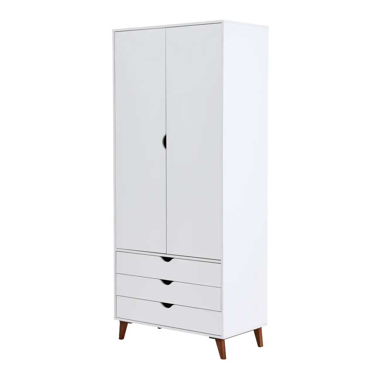 GUARDA-ROUPA 2 PORTAS/3 GAVETAS LIN - BRANCO/NOZES - Foto 4