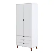 GUARDA-ROUPA 2 PORTAS/3 GAVETAS LIN - BRANCO/NOZES - Foto 4