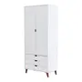 GUARDA-ROUPA 2 PORTAS/3 GAVETAS LIN - BRANCO/NOZES - Foto 4