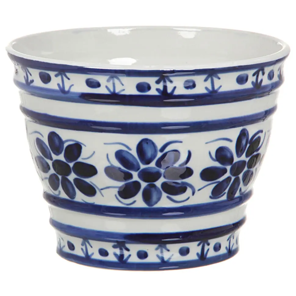 VASO 20 CM MONTE SIÃO - BRANCO/AZUL - Foto 1