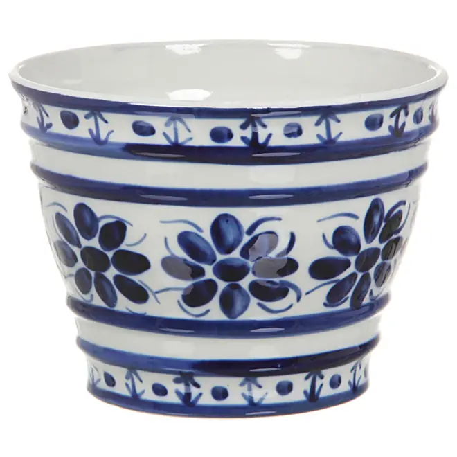 VASO 20 CM MONTE SIÃO - BRANCO/AZUL - Foto 1