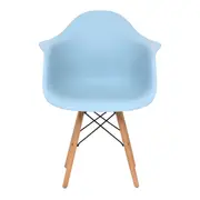 CADEIRA COM BRAÇOS EASY WOOD - FAIA/AZUL CLARO - Foto 2