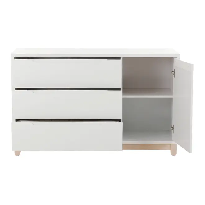 CÔMODA 3 GAVETAS/1 PORTA 1,36 M X 45 CM DULCE - BRANCO/NATURAL WASHED - Foto 3