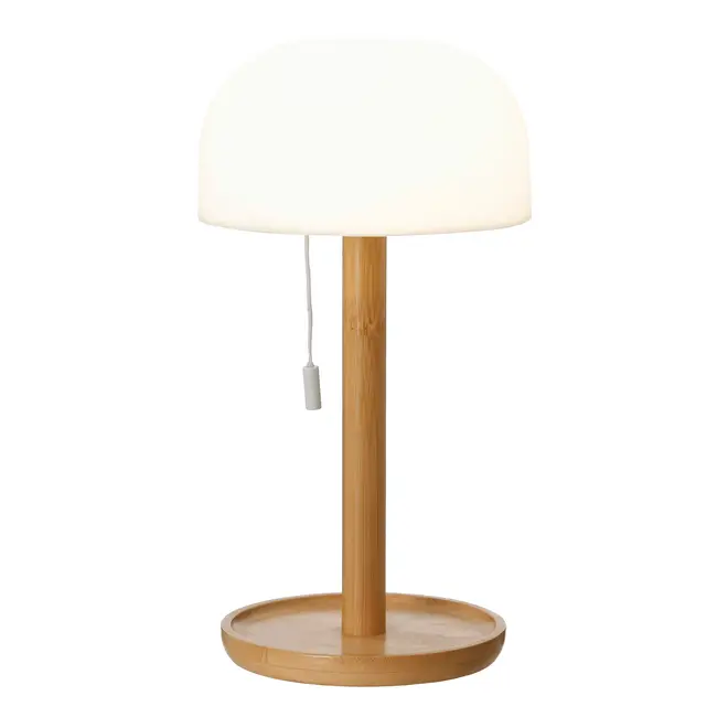 LUMINÁRIA DE MESA LED RECARREGÁVEL STELLA - BAMBU/BRANCO - Foto 3