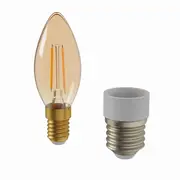 LÂMPADA VELA FILAMENTO E14 E27 3W 220V LUZ AMARELA TASCHIBRA - HANBAR - Foto 20