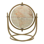 ADORNO MESA 25 CM MUNDI GLOBO TERRESTRE - OFF WHITE/DOURO - Foto 1
