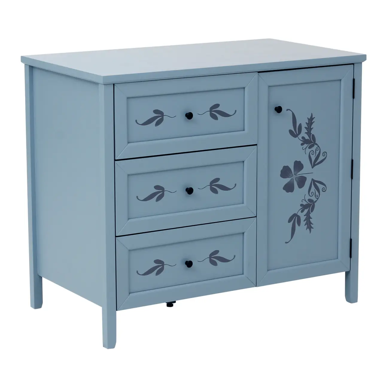 CÔMODA 3 GAVETAS/1 PORTA 93 CM X 53 CM BOUQUET XODÓ - BLEU CENDRÉ/MULTICOR - Foto 7