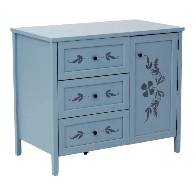 CÔMODA 3 GAVETAS/1 PORTA 93 CM X 53 CM BOUQUET XODÓ - BLEU CENDRÉ/MULTICOR - Foto 7