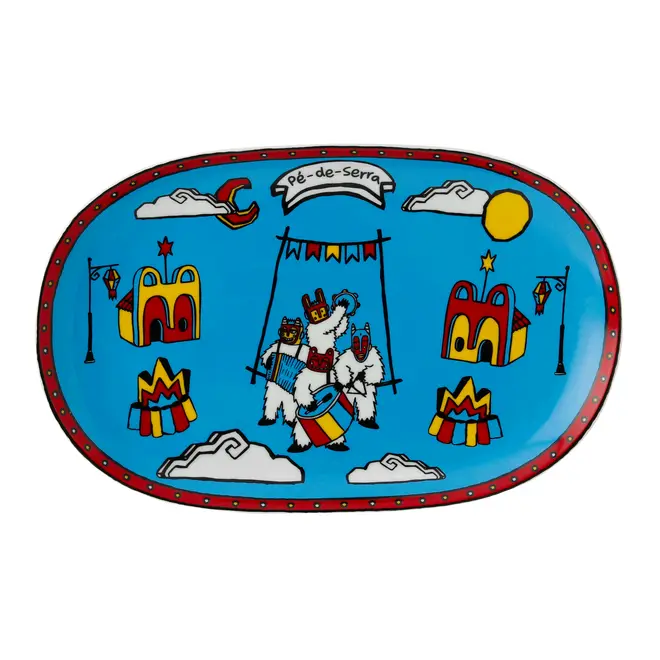 TRAVESSA 29 CM X 18 CM PÉ-DE-SERRA - AZUL/MULTICOR - Foto 1