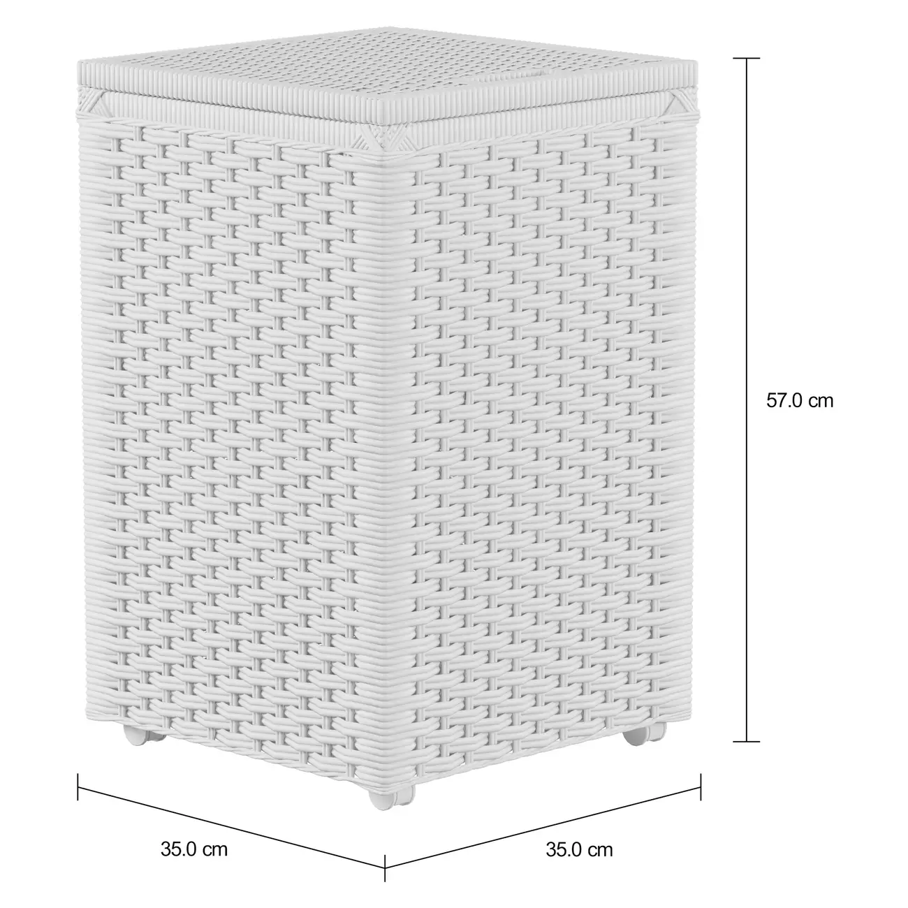 CESTO PARA ROUPA COM RODINHAS 35 CM X 35 CM X 57 CM ENREDO - BRANCO - Foto 2