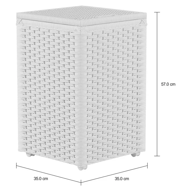 CESTO PARA ROUPA COM RODINHAS 35 CM X 35 CM X 57 CM ENREDO - BRANCO - Foto 2