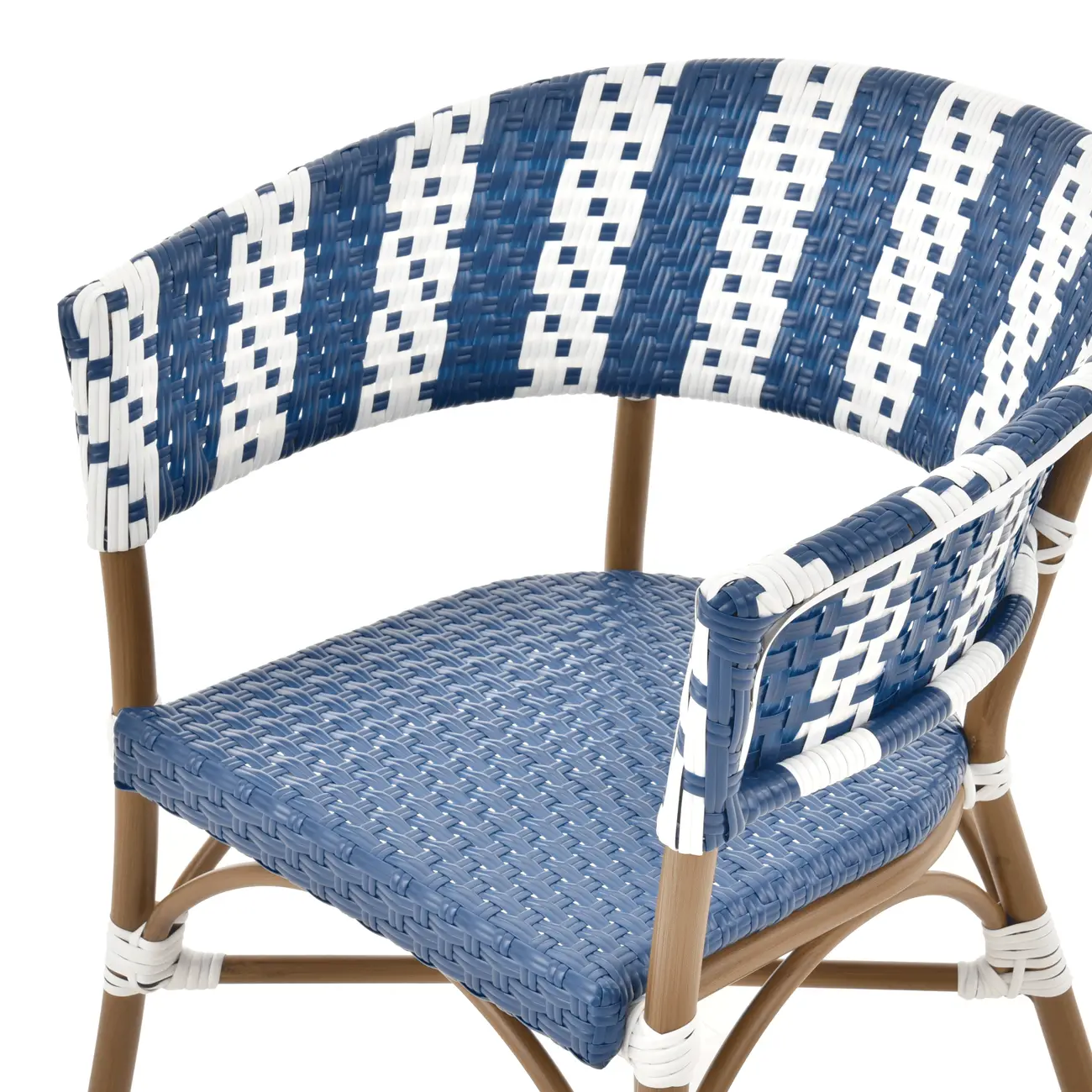 CADEIRA PARA ÁREA EXTERNA COM BRAÇOS BLUESTRIPE - CAFÉ/AZUL ESCURO - Foto 6