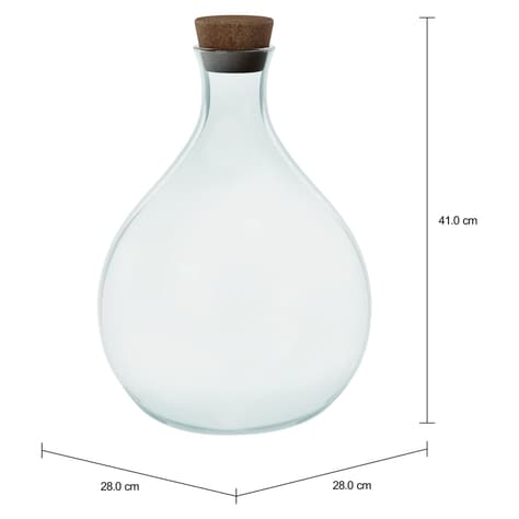 Imagem com medidas do produto VASO GARRAFA 41 CM REVIVO CORK