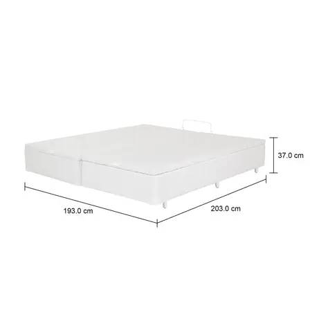 Imagem com medidas do produto BASE PARA CAMA BOX KING 1,93 M X 2,03 M COM BAÚ MAX