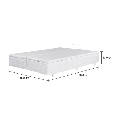 Imagem com medidas do produto BASE PARA CAMA BOX QUEEN 1,58 M X 1,98 M COM BAÚ MAX
