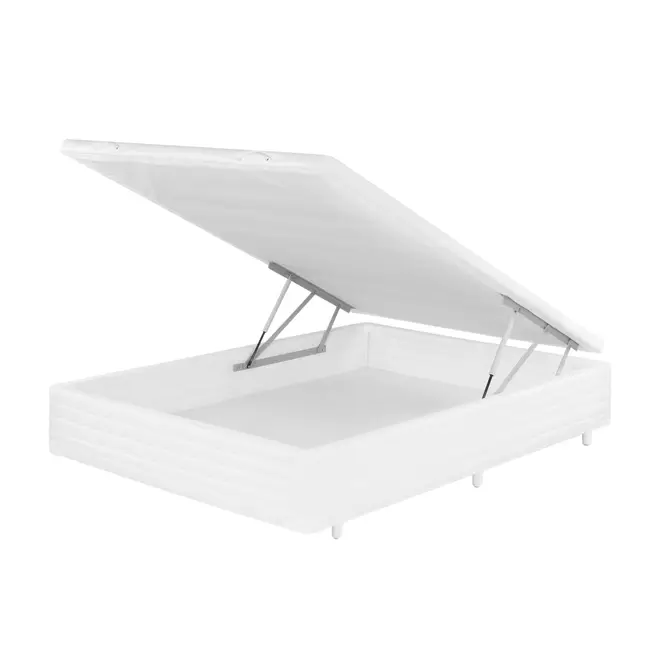 BASE PARA CAMA BOX CASAL 1,38 M X 1,88 M COM BAÚ MAX - BRANCO - Foto 2